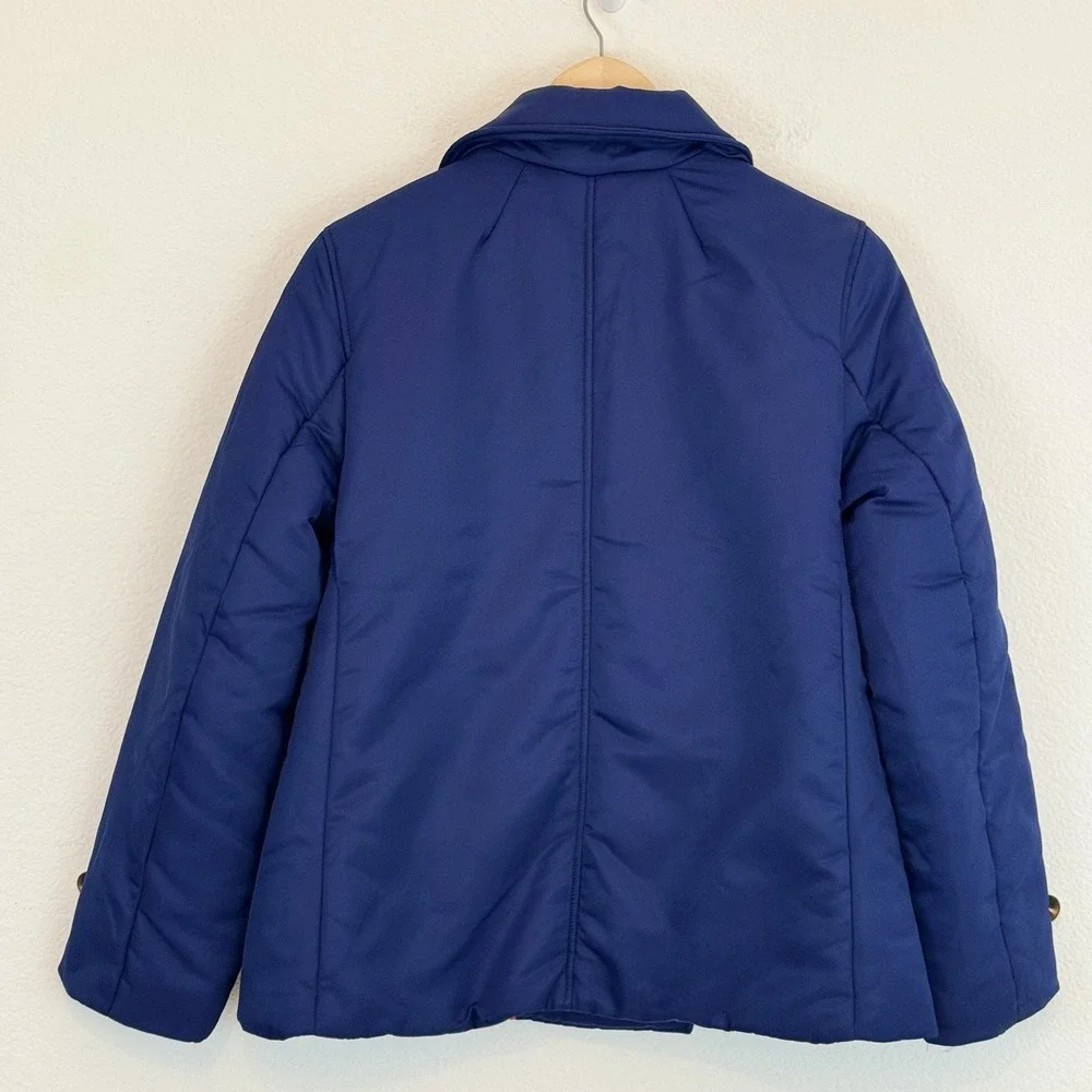 J.Crew Double Breasted Peacoat S Primaloft Puffer Blue Gold Buttons Pockets‎ - Picture 3 of 16